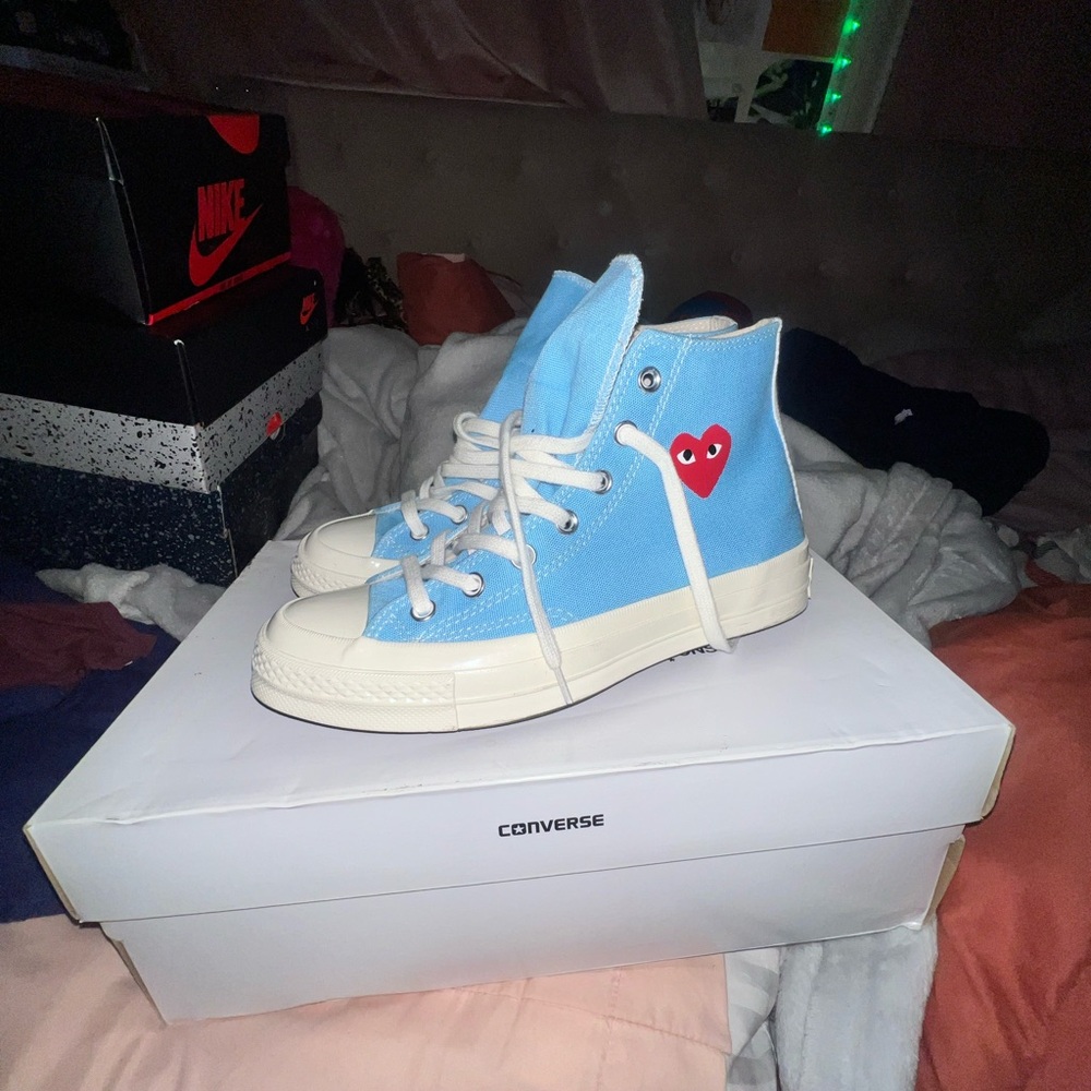 Converse Blue High-Top Sneakers with Heart